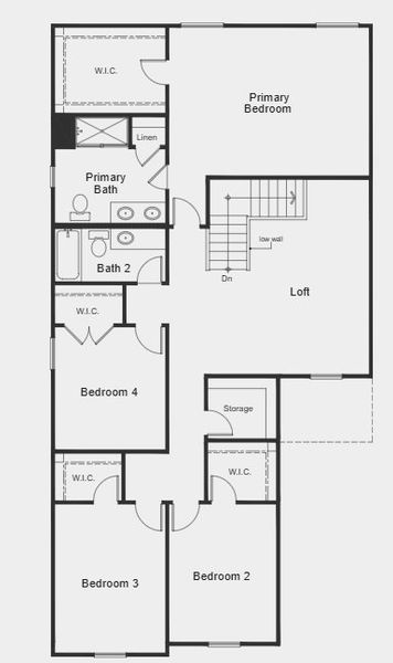 2D floor plan layout for the Plan 2572 by KB Home in Bellina, York, SC (Image 4). 2D floor plan layout for the Plan 2572 by KB Home in Bellina, York, SC (Image 4).