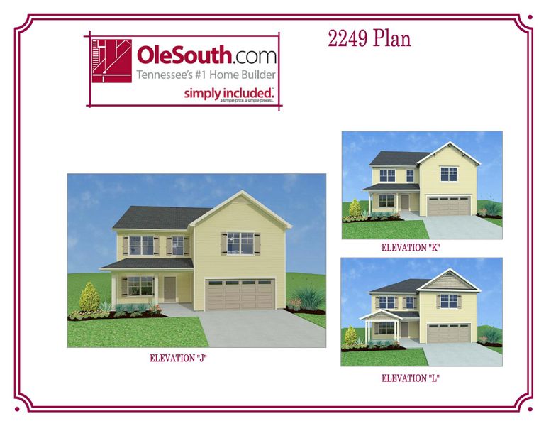 Representative exterior photo of a completed home built from the 2249 Elevation JKL by Ole South in Hobson Park, Nashville, TN (Image 1).