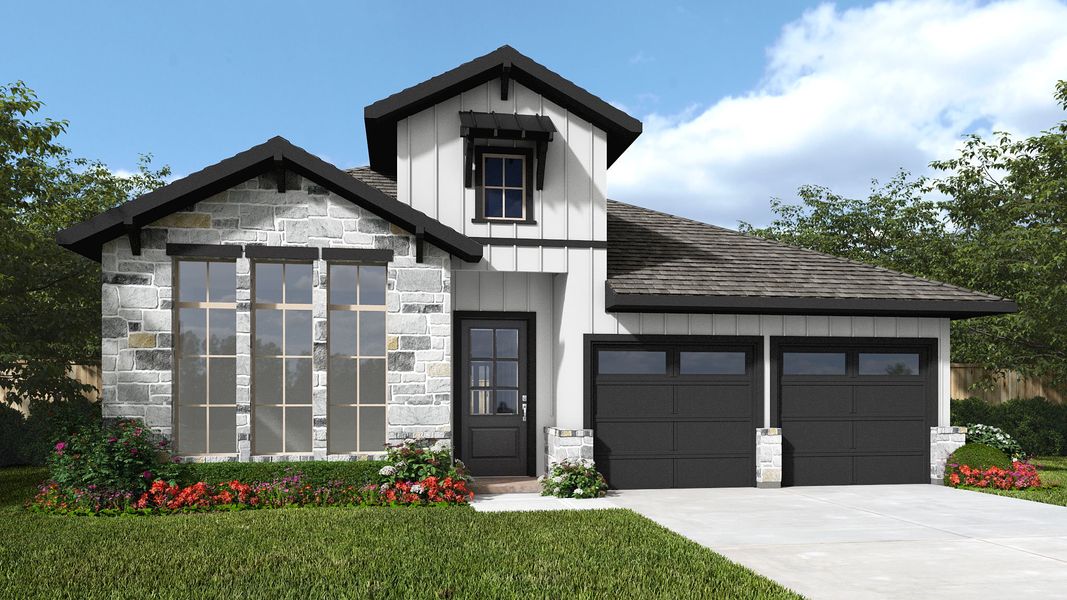 Representative exterior photo of a completed home built from the 2600E by Perry Homes in Veramendi, New Braunfels, TX (Image 9). Representative exterior photo of a completed home built from the 2600E by Perry Homes in Veramendi, New Braunfels, TX (Image 9).