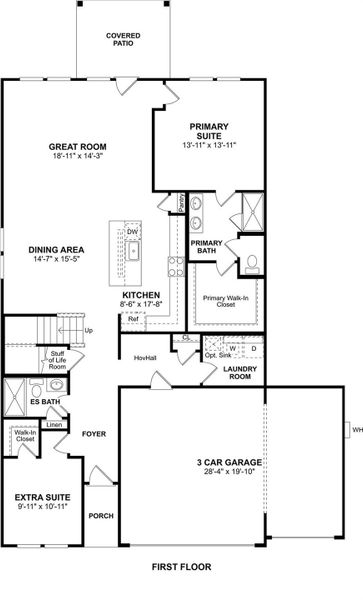 The Tigris II floor plan by K. Hovnanian Homes. 1st floor shown. *Prices, plans, dimensions, features, specifications, materials, and availability of homes or communities are subject to change without notice or obligation.