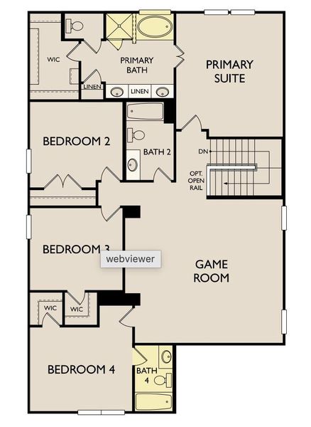 2D floor plan layout of this home in Patterson Ranch, Georgetown, TX (Image 5).