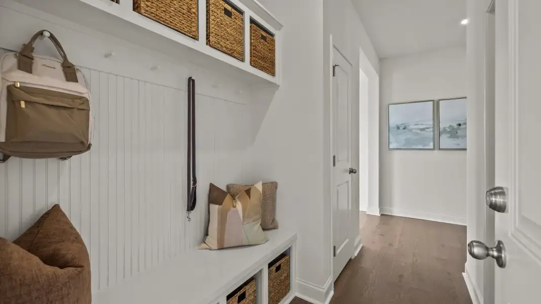 Convenient built-in drop zone entering into the home from the 2-car garage, in the Townsend Design by DRB Homes in York, SC Convenient built-in drop zone entering into the home from the 2-car garage, in the Townsend Design by DRB Homes in York, SC