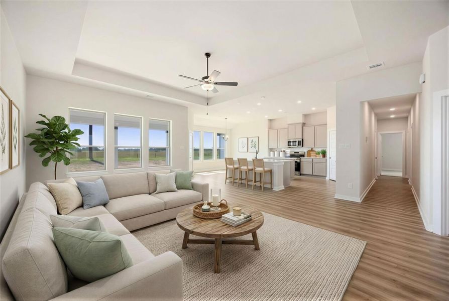 Virtually staged representation of the open-concept Family Room.