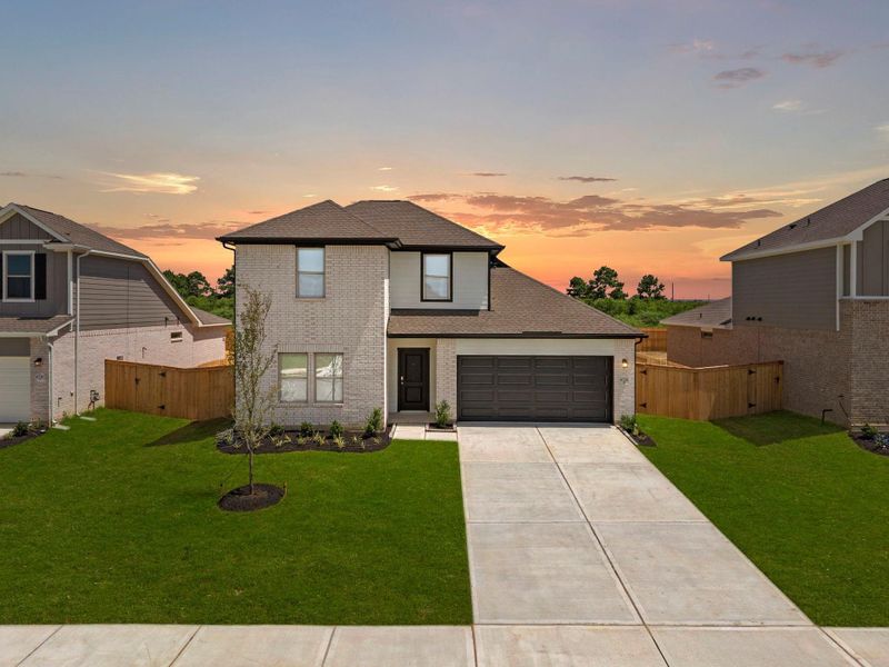 Front exterior of a new home in Windcress, Cove, TX, highlighting curb appeal (Image 21). Front exterior of a new home in Windcress, Cove, TX, highlighting curb appeal (Image 21).