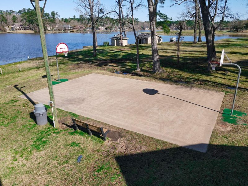 Elkins Lake offers so many amenities!  Basketball courts.