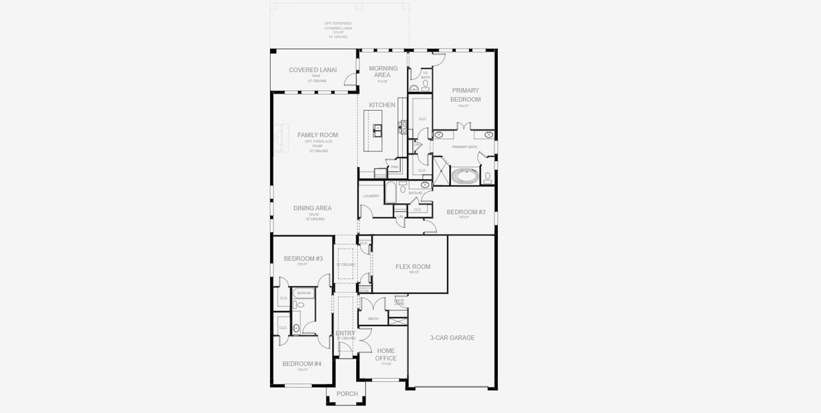 2D floor plan layout for the 2957F by Perry Homes in Star Farms At Lakewood Ranch 60', Lakewood Ranch, FL (Image 3). 2D floor plan layout for the 2957F by Perry Homes in Star Farms At Lakewood Ranch 60', Lakewood Ranch, FL (Image 3).