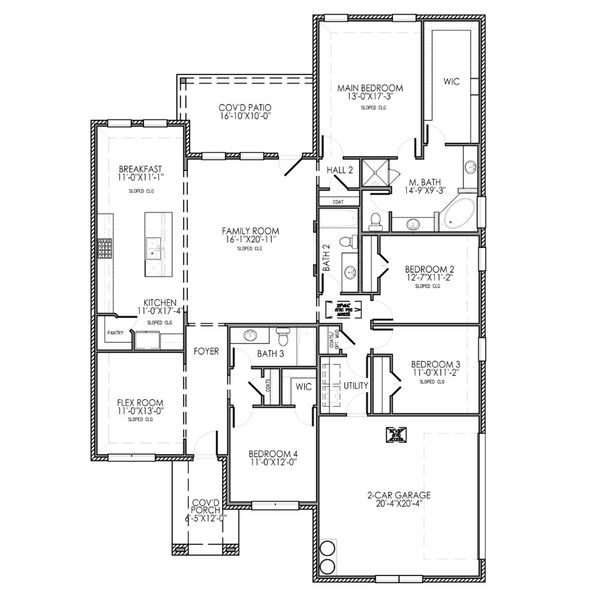 2D floor plan layout for the The Broadway by Lillian Custom Homes in Ten Mile Creek, DeSoto, TX (Image 5).
