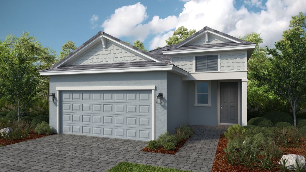 Representative exterior photo of a completed home built from the Vento by Taylor Morrison in Esplanade at Solaeris, Port St. Lucie, FL (Image 2). Representative exterior photo of a completed home built from the Vento by Taylor Morrison in Esplanade at Solaeris, Port St. Lucie, FL (Image 2).