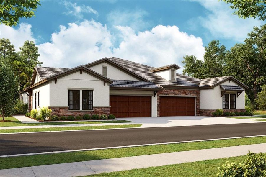 Front exterior of a new home in Two Rivers, Zephyrhills, FL, highlighting curb appeal (Image 1).