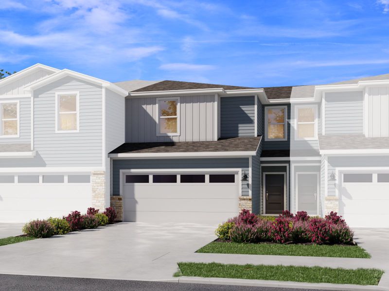 Representative exterior photo of a completed home built from the The Barton (147) by Meritage Homes in Waterstone Village, Kyle, TX (Image 1).