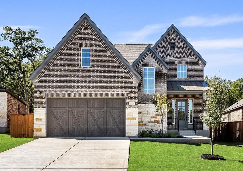 The exterior has beautiful brick and stone.