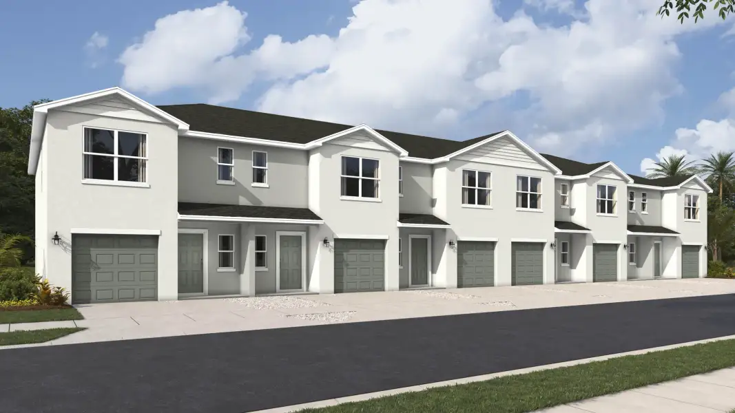 Front exterior of a new home in Oasis at Longwood Run, Sarasota, FL, highlighting curb appeal (Image 1). Front exterior of a new home in Oasis at Longwood Run, Sarasota, FL, highlighting curb appeal (Image 1).