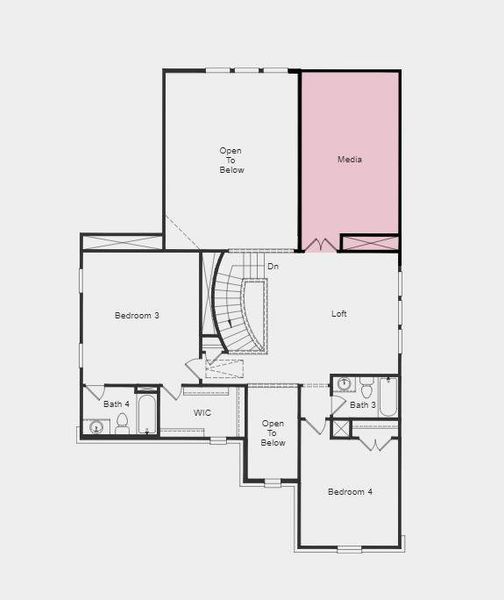 Structural options include: gourmet kitchen 2, 3 car garage, media room, study in place of flex, covered living 1, door to laundry room from primary bathroom, and interior fireplace.