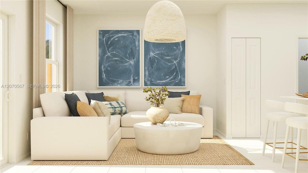 Furnished interior view inside a new home in Villas De San Diego, Miami (Image 16). Furnished interior view inside a new home in Villas De San Diego, Miami (Image 16).