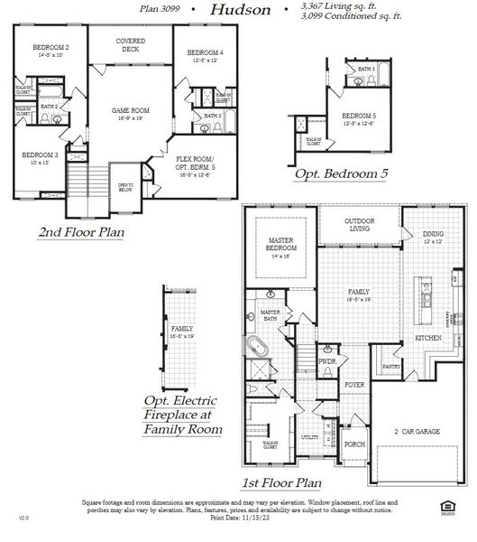 2D floor plan layout for the Hudson by Chesmar Homes in New Haven, Manor, TX (Image 4).