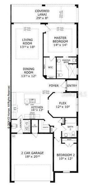 2D floor plan layout of this home in Plantation Bay, Ormond Beach, FL (Image 4).