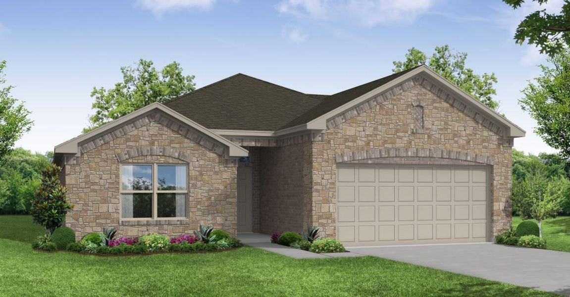Representative exterior photo of a completed home built from the Lincoln by Impression Homes in Terra Vella, Haslet, TX (Image 12).