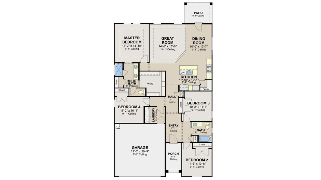 2D floor plan layout for the Valencia by Hakes Brothers in Hickory Ridge, Elmendorf, TX (Image 5).