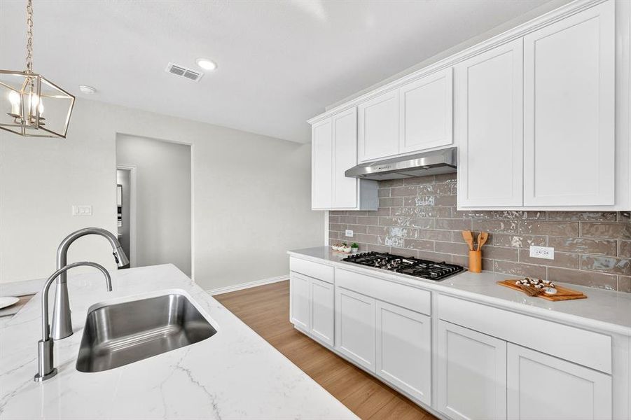 Furnished interior view inside a new home in Lily Creek at Sutton Fields, Aubrey (Image 13). Furnished interior view inside a new home in Lily Creek at Sutton Fields, Aubrey (Image 13).