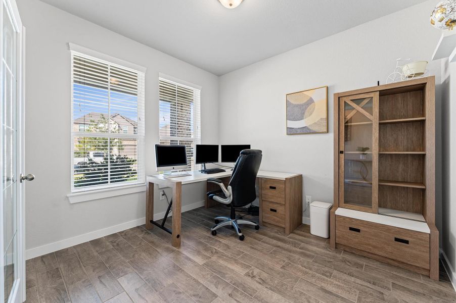 Office located at the front of the home. Office located at the front of the home.