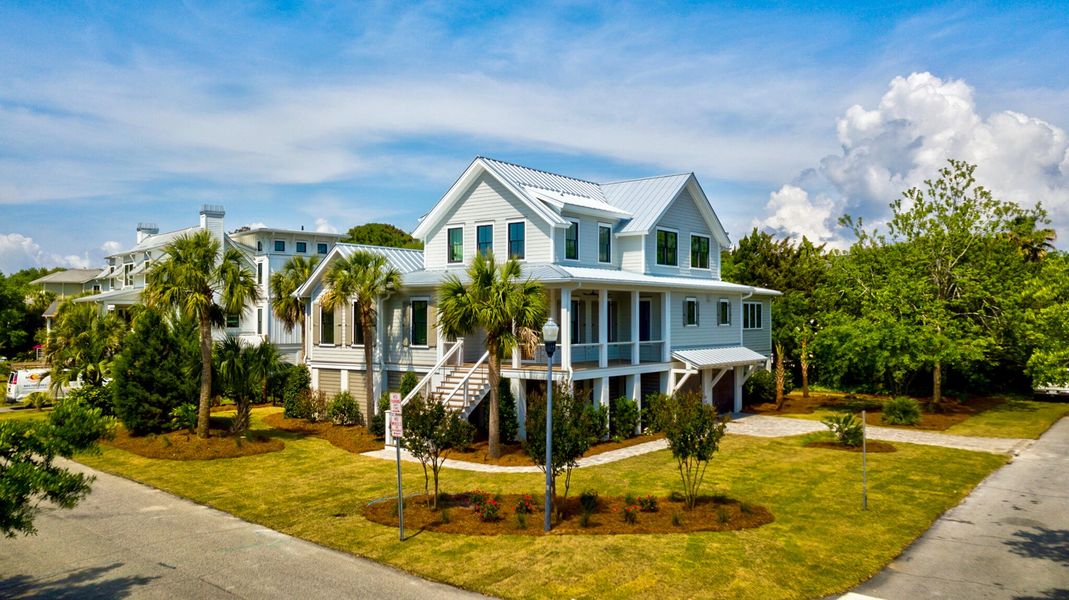 Front exterior of a new home in , Sullivan's Island, SC, highlighting curb appeal (Image 29).