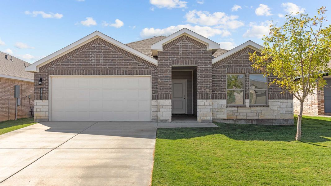Representative exterior photo of a completed home built from the The Elgin by D.R. Horton in Allen Farms, Lubbock, TX (Image 1).