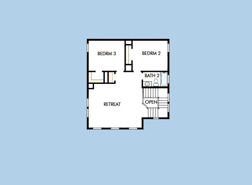 2D floor plan layout for the The Benefield by David Weekley Homes in Two Step Farm 42', Montgomery, TX (Image 4).
