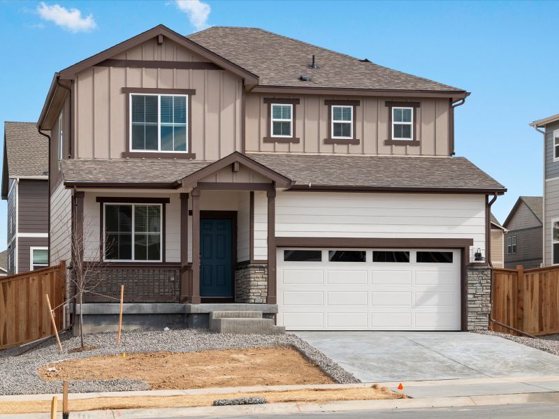The Pagosa floorplan exterior image taken at a Meritage Homes community in Greeley, CO.