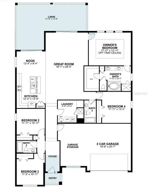 2D floor plan layout of this home in Emerson Pointe, Apopka, FL (Image 5).