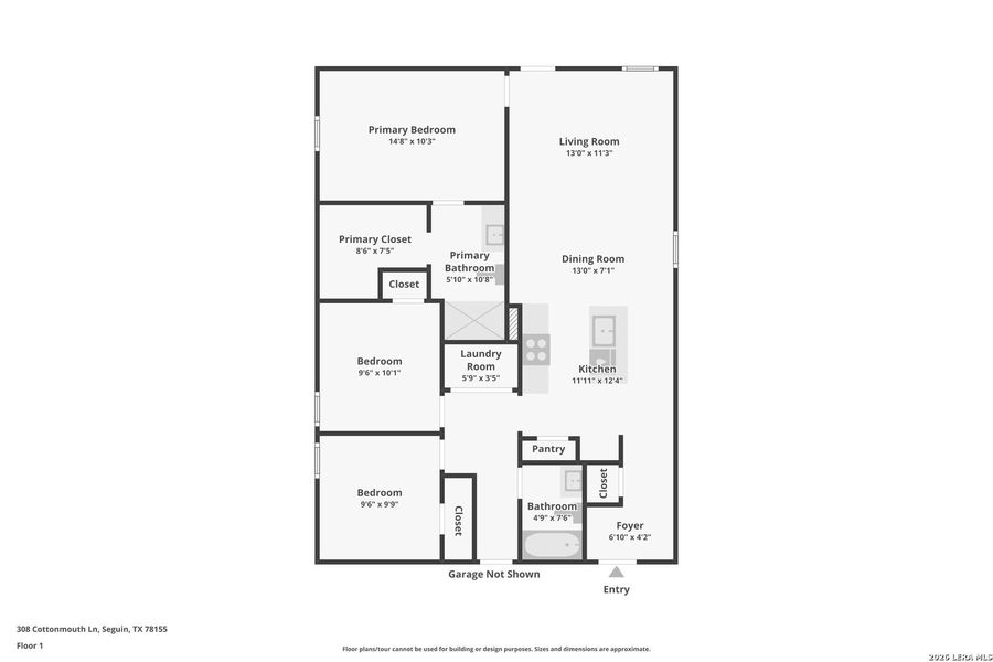 2D floor plan layout of this home in Arroyo Ranch, Seguin, TX (Image 3).