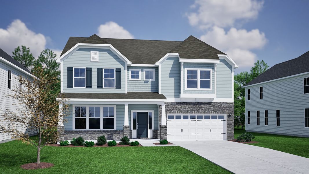 Representative exterior photo of a completed home built from the Yates II - Vanguard Collection by Mungo Homes in Scotts Hill Village, Wilmington, NC (Image 24).