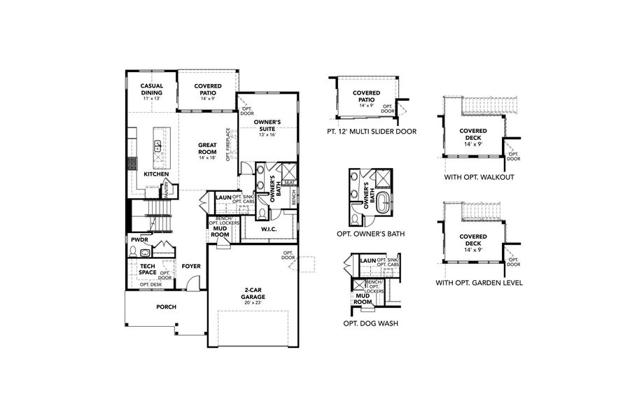 2D floor plan layout for the Mckay by Brightland Homes in Dillon Pointe - Journey, Broomfield, CO (Image 4).