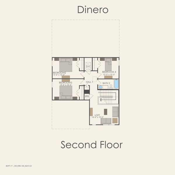 2D floor plan layout for the Dinero by Pulte Homes in La Cima, San Marcos, TX (Image 3). 2D floor plan layout for the Dinero by Pulte Homes in La Cima, San Marcos, TX (Image 3).