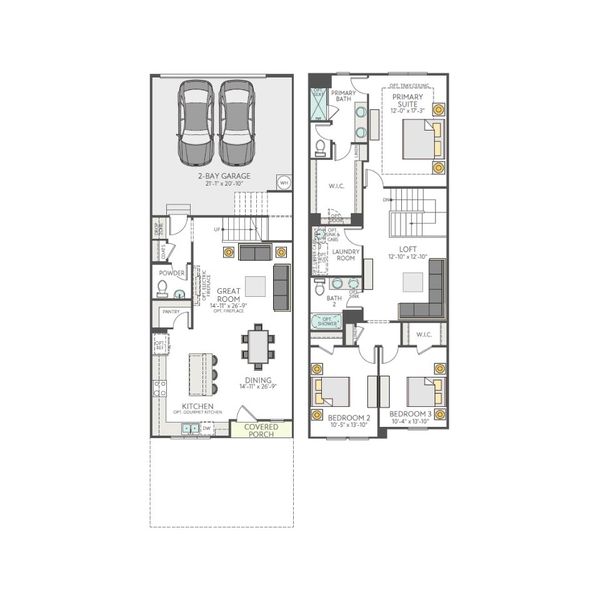 2D floor plan layout of this home in Ellis Townes, Charlotte, NC (Image 1).