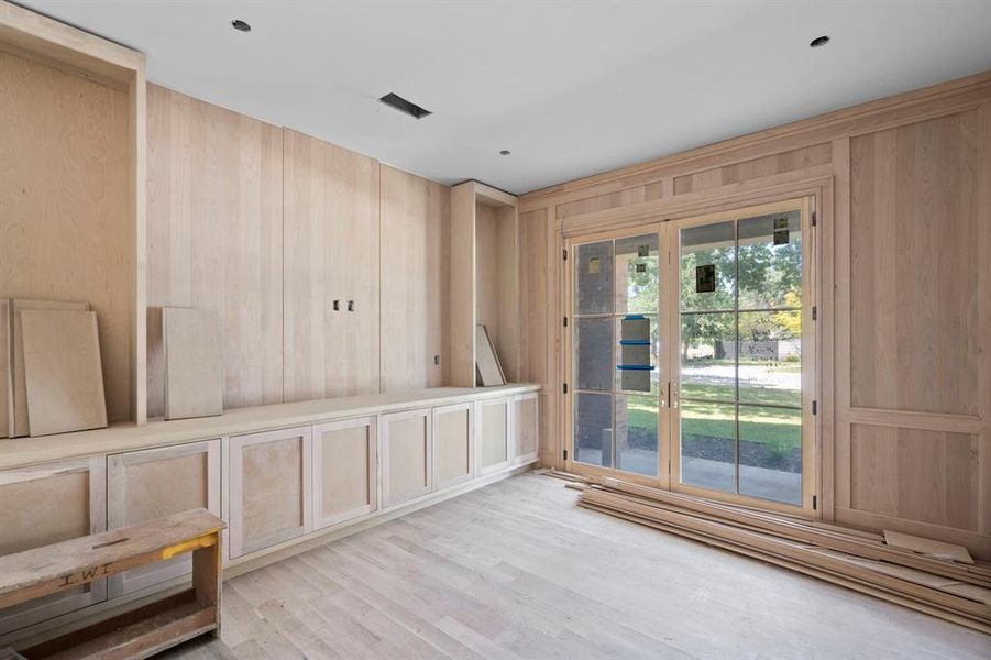 Progress Photos June 2024 - downstairs study/office with beautiful paneling