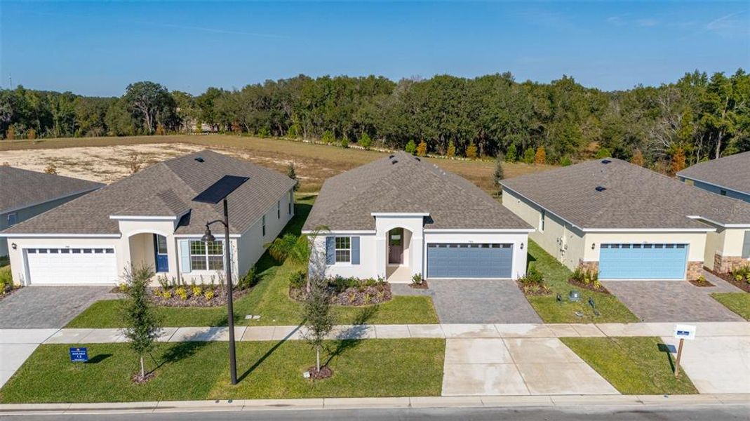 Front exterior of a new home in Reserve at Hammock Oaks, Lady Lake, FL, highlighting curb appeal (Image 2). Front exterior of a new home in Reserve at Hammock Oaks, Lady Lake, FL, highlighting curb appeal (Image 2).