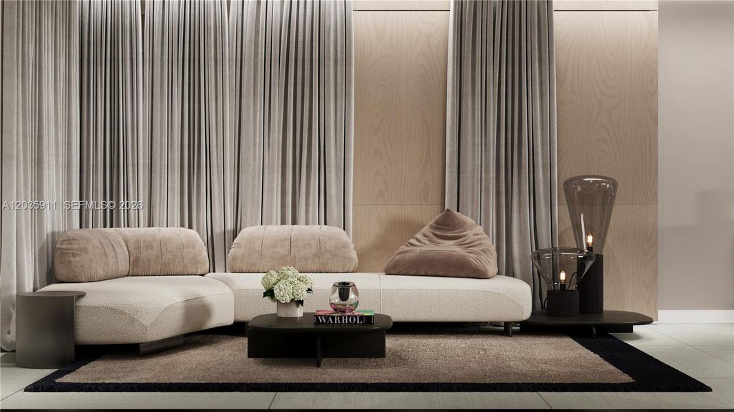 Furnished interior view inside a new home in , Sunny Isles Beach (Image 9). Furnished interior view inside a new home in , Sunny Isles Beach (Image 9).