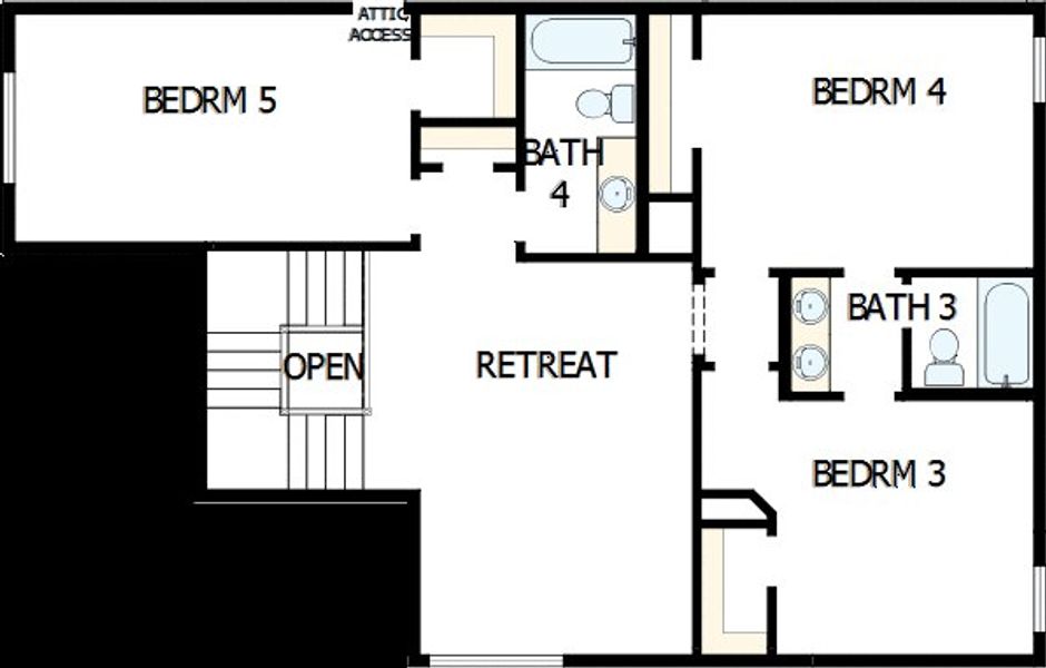 2D floor plan layout of this home in Wolf Ranch – West Bend, Georgetown, TX (Image 6).