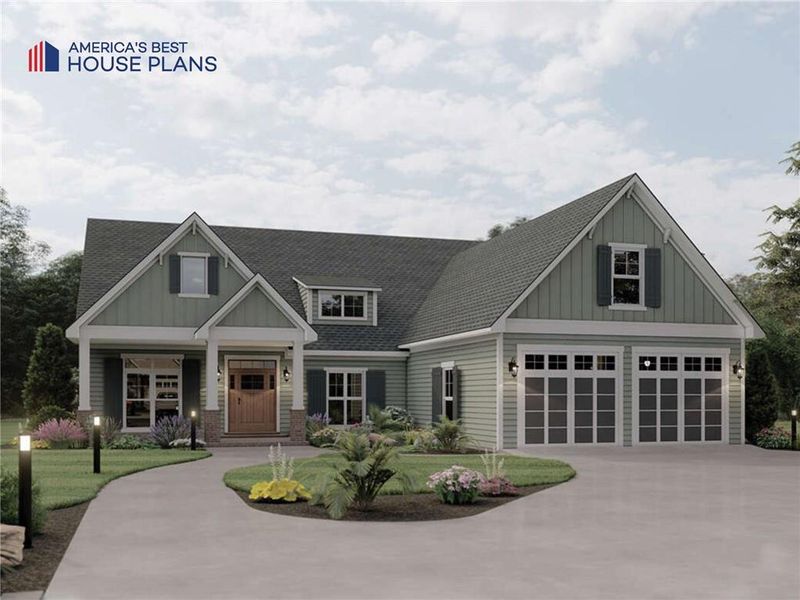 Front exterior of a new home in , Holly Springs, GA, highlighting curb appeal (Image 1). Front exterior of a new home in , Holly Springs, GA, highlighting curb appeal (Image 1).