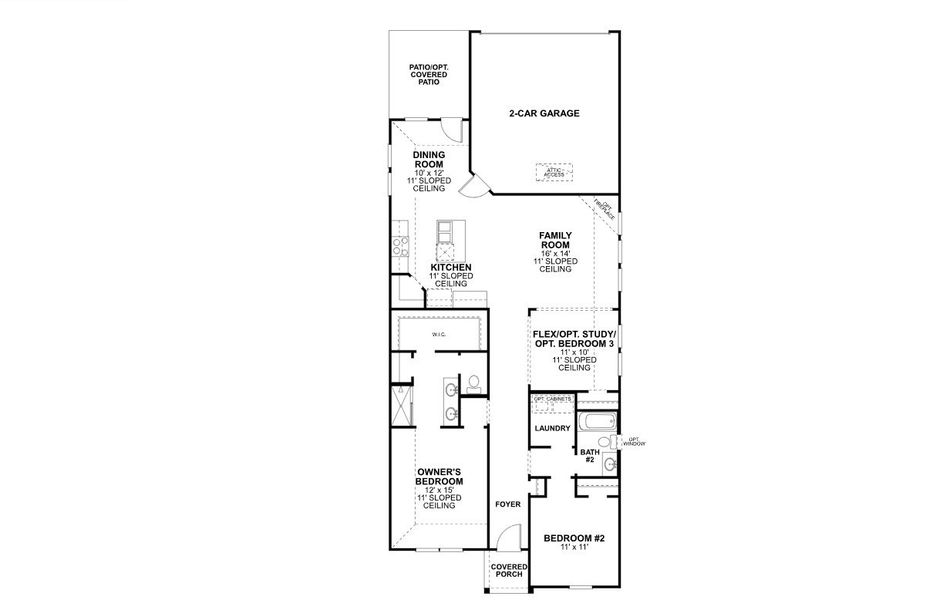 2D floor plan layout of this home in Tarrytown, Crowley, TX (Image 4).