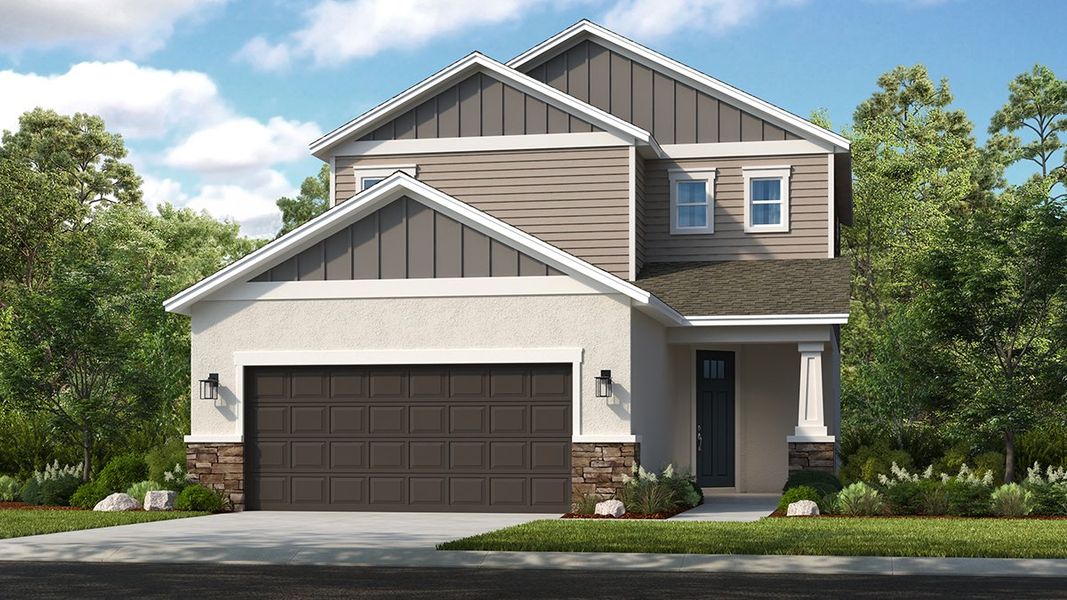 Representative exterior photo of a completed home built from the Captiva by Taylor Morrison in Hillcrest, San Antonio, FL (Image 3).