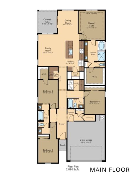 2D floor plan layout for the Texas Sage by View Homes in Campo Del Sol, El Paso, TX (Image 3).