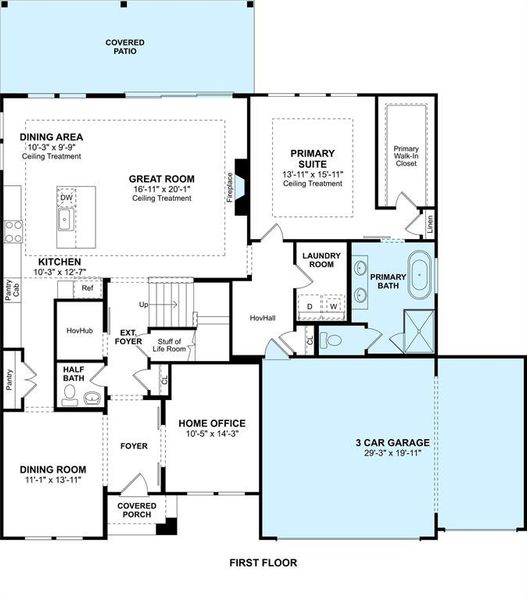 The Malmo floor plan by K. Hovnanian Homes. 1st Floor shown. *Prices, plans, dimensions, features, specifications, materials, and availability of homes or communities are subject to change without notice or obligation.