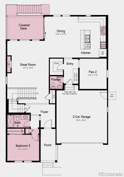 Additional highlights include: walkout unfinished basement, a covered back deck, main floor bedroom with access to a full bathroom, gourmet kitchen, and a modern fireplace in the great room.