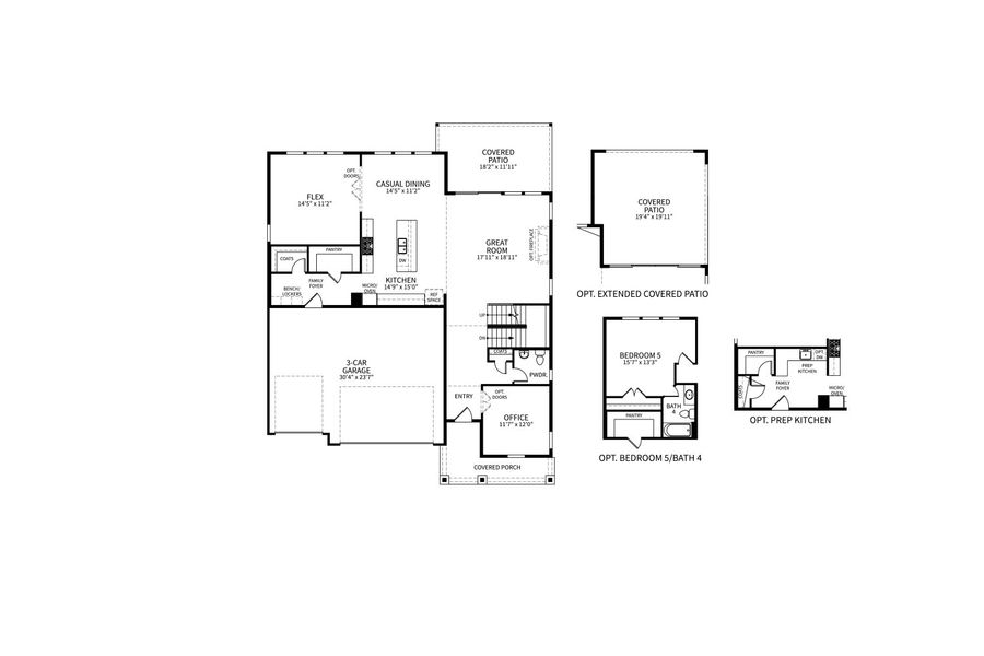 2D floor plan layout for the Sunset by DRB Homes in Montaine, Castle Rock, CO (Image 4).