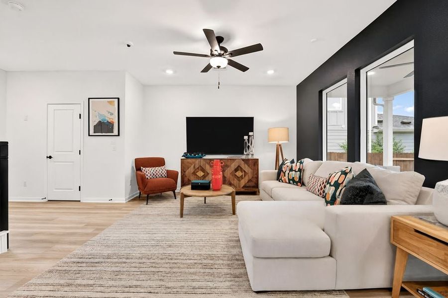 Furnished interior view inside a new home in Village Grove, Dripping Springs (Image 12). Furnished interior view inside a new home in Village Grove, Dripping Springs (Image 12).