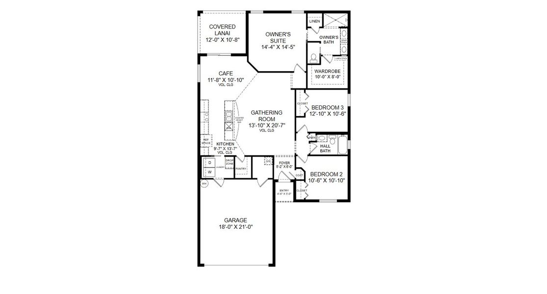 2D floor plan layout for the Parsyn by Highland Homes of Florida in Touchstone, Lakeland, FL (Image 3).