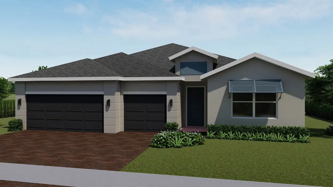 Representative exterior photo of a completed home built from the Camden by D.R. Horton in Aspen Estates, Homestead, FL (Image 2). Representative exterior photo of a completed home built from the Camden by D.R. Horton in Aspen Estates, Homestead, FL (Image 2).