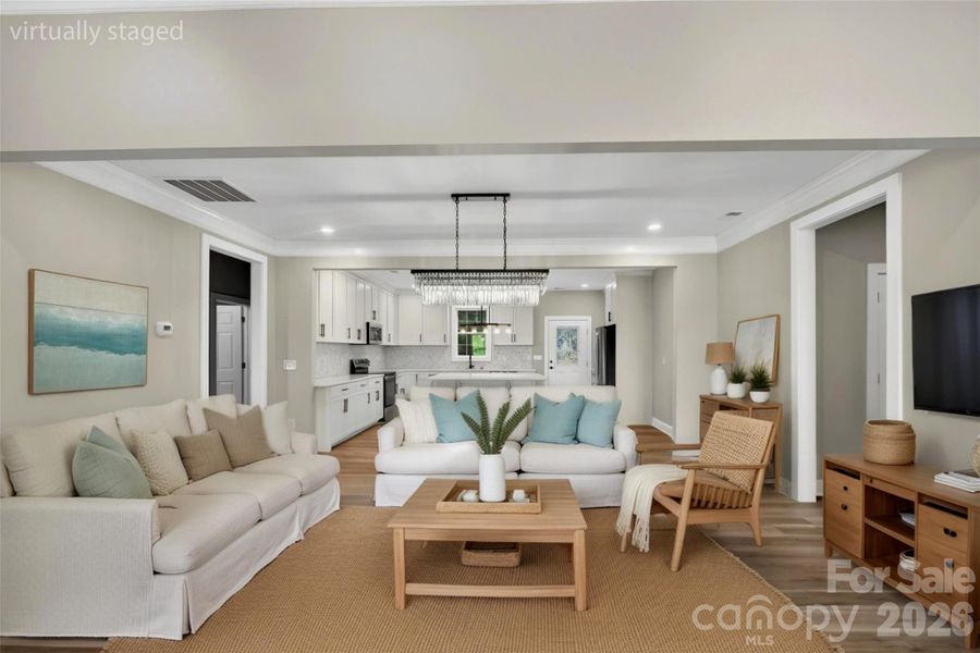 Virtually staged living room