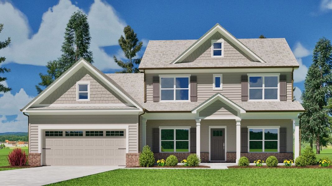 Front exterior of a new home in Fairview Chase, Covington, GA, highlighting curb appeal (Image 1). Front exterior of a new home in Fairview Chase, Covington, GA, highlighting curb appeal (Image 1).